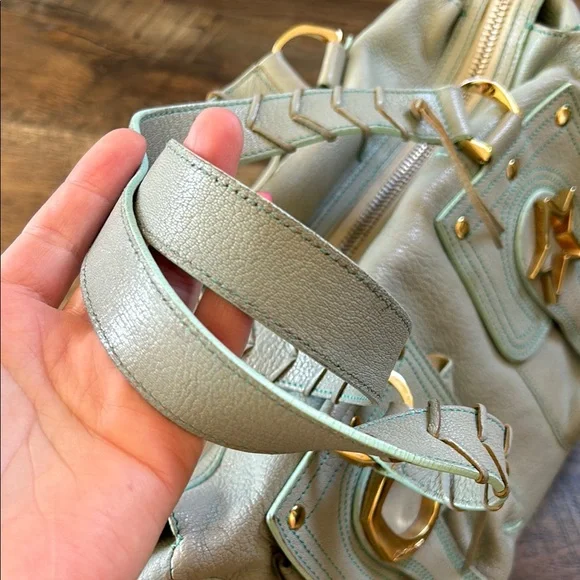 Cordo Maltedo Chic Large Bag in Mint Green Leather with Gold Accents - Picture 4 of 7